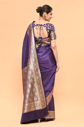 Dark Violet Color Zari Woven Banarasi Silk Woven