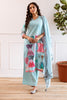 Sea Green Color Khadi Cotton Printed Suit