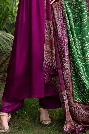 Magenta Color Muslin Cotton khatli Worked Unstitched Suit Material