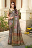 Olive Green Color Printed Crepe Silk Saree