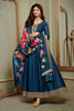 Blue Color Silk Embroidered Anarkali Kurti With Dupatta