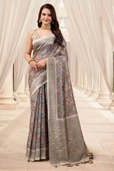 Beige & Mauve Color Cotton Silk Printed Saree