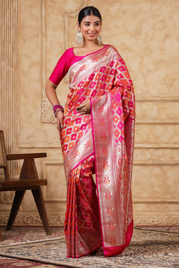 Fuchsia Pink Color Banarasi Silk Saree