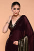 Dark Scarlet & Golden Color Georgette Sequins Embroidered Saree