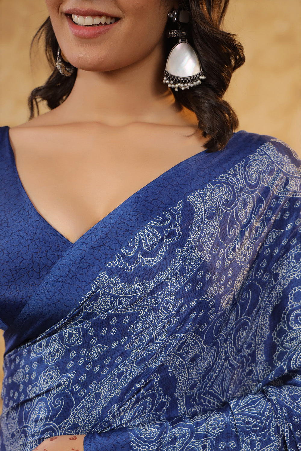 Blue Color Crepe Printed Saree