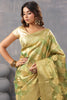 Golden & Green Color Silk Woven Saree