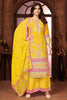 Yellow Color Crepe Silk Resham And Sequins Embroidered Suit With Palazzo