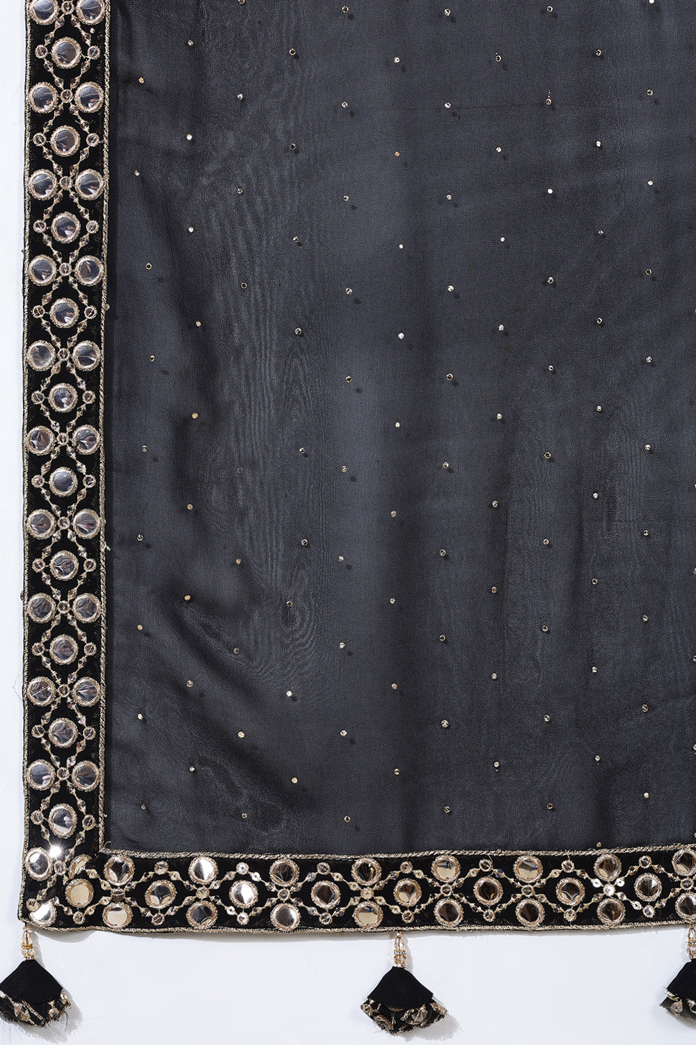 Black Color Georgette Mukesh Work and Mirror Work Saree with Readymade Blouse