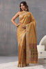 Mustard Colour Cotton Printed Saree With Stunning Woven Border