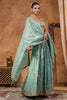 Turquoise Color Tissue Silk Embroidered Lehenga