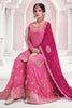 Pink Color Chinon Crepe Embroidered Unstitched Suit Fabric With Stitched Sharara