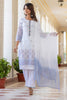 White & Blue Color Printed Cotton Suit