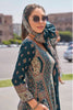 Teal Blue Color Pashmina Printed Unstitched Suit Material