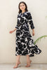 Black Color Rayon Printed Peonies Dress