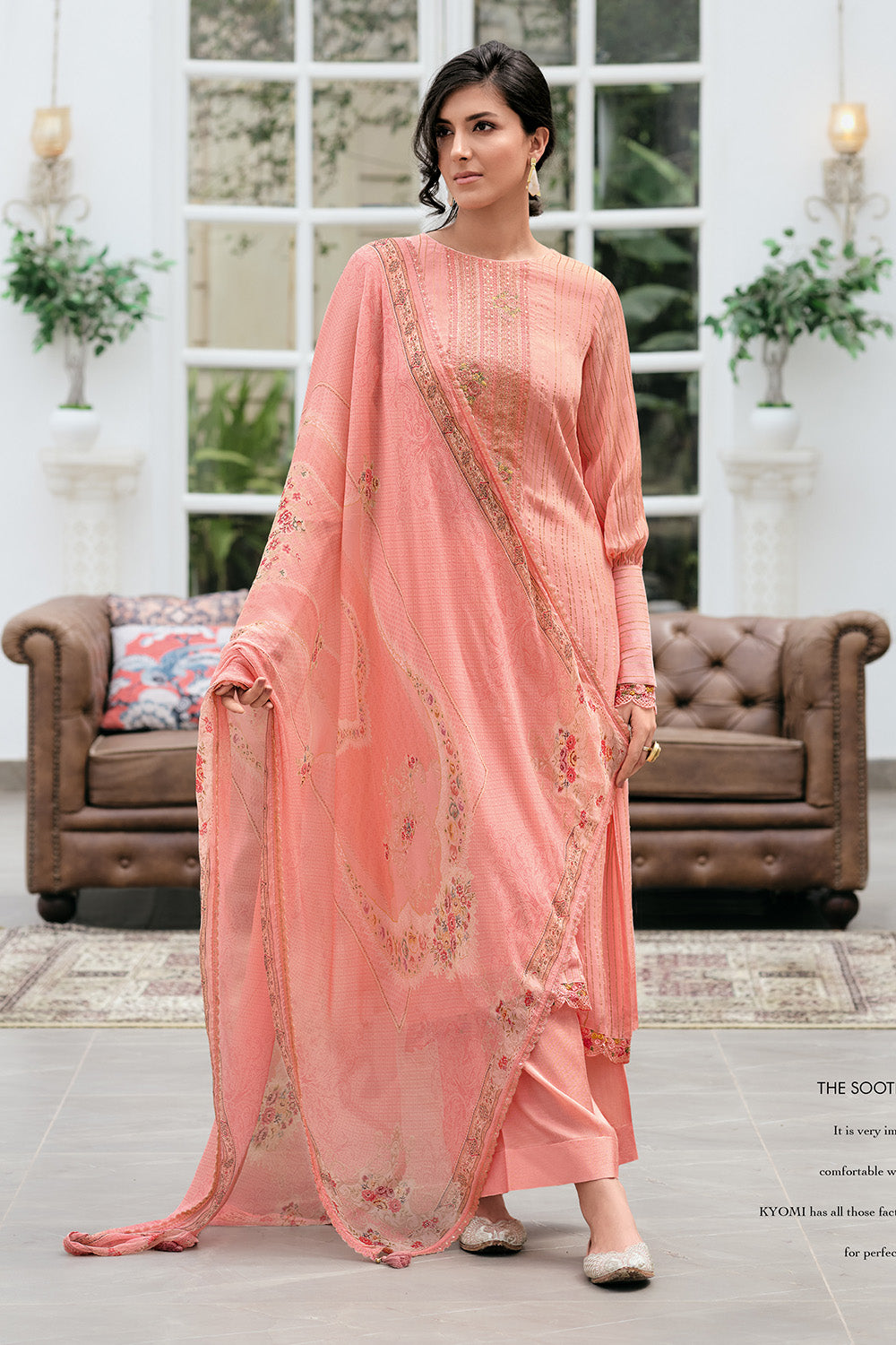 Pink Color Silk Resham Embroidered Unstitched Suit Material