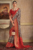 Brown And Beige Color Printed & Woven Modal Silk Saree