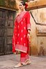 Coral Red Color Rayon Embroidered Suit