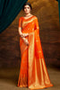 Orange Colour Woven Silk Saree