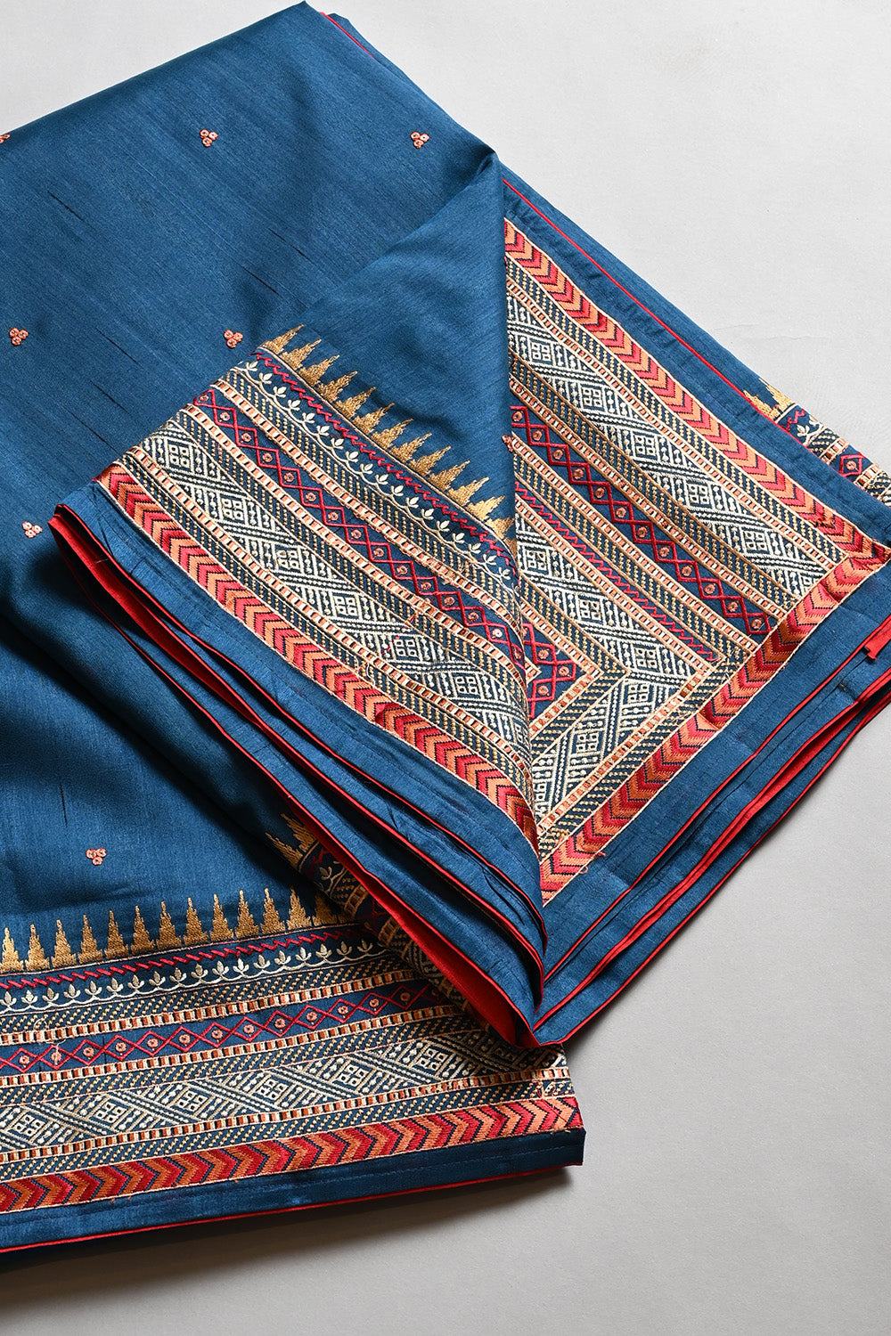 Blue Color Tussar Silk Resham Embroidered Saree