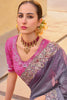 Cyber Grape color Color Tissue Fabric Embroidered Saree