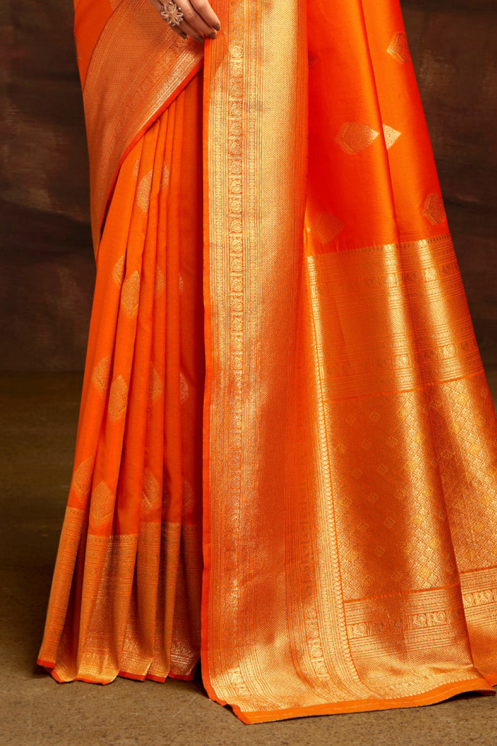 Orange Colour Woven Silk Saree