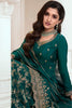 Bottle Green Color Georgette Embroidered Unstitched Suit Material With Readymade Woven Palazzo