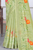 Green Color Cotton Printed Saree