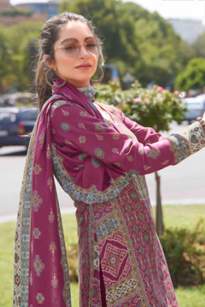 Dark Mauve Color Pashmina Printed Unstitched Suit Material