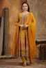 Mustard Color Crepe Silk Printed & Mirror Work Anarkali Suit