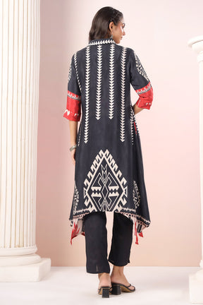 Black Color Printed Muslin Kurta Set