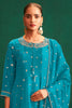 Teal Color Organza Embroidered Anarkali Suit