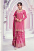 Pink Color Chinon Crepe Embroidered Unstitched Suit Fabric With Stitched Sharara