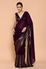 Dark Scarlet & Golden Color Georgette Sequins Embroidered Saree