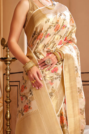 Tussar Colour Kora silk Saree