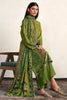 Green Color Spun Embroidered and Printed Unstitched Suit Material