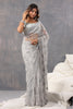 Grey Color Net Embroidered Saree