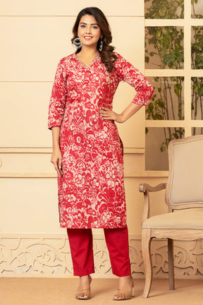 Maroon Colour Printed Muslin Straight Suit