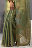 Green Color Organza Cotton Golden Zari Woven Saree