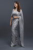 Grey Colour Sequins Work Georgette Saree.