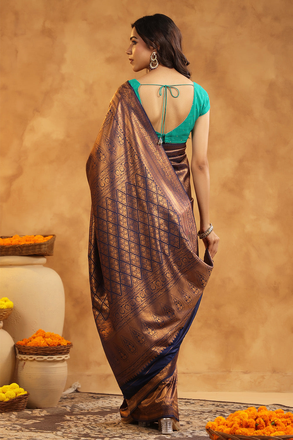 Navy Colour Silk Zari Woven Saree