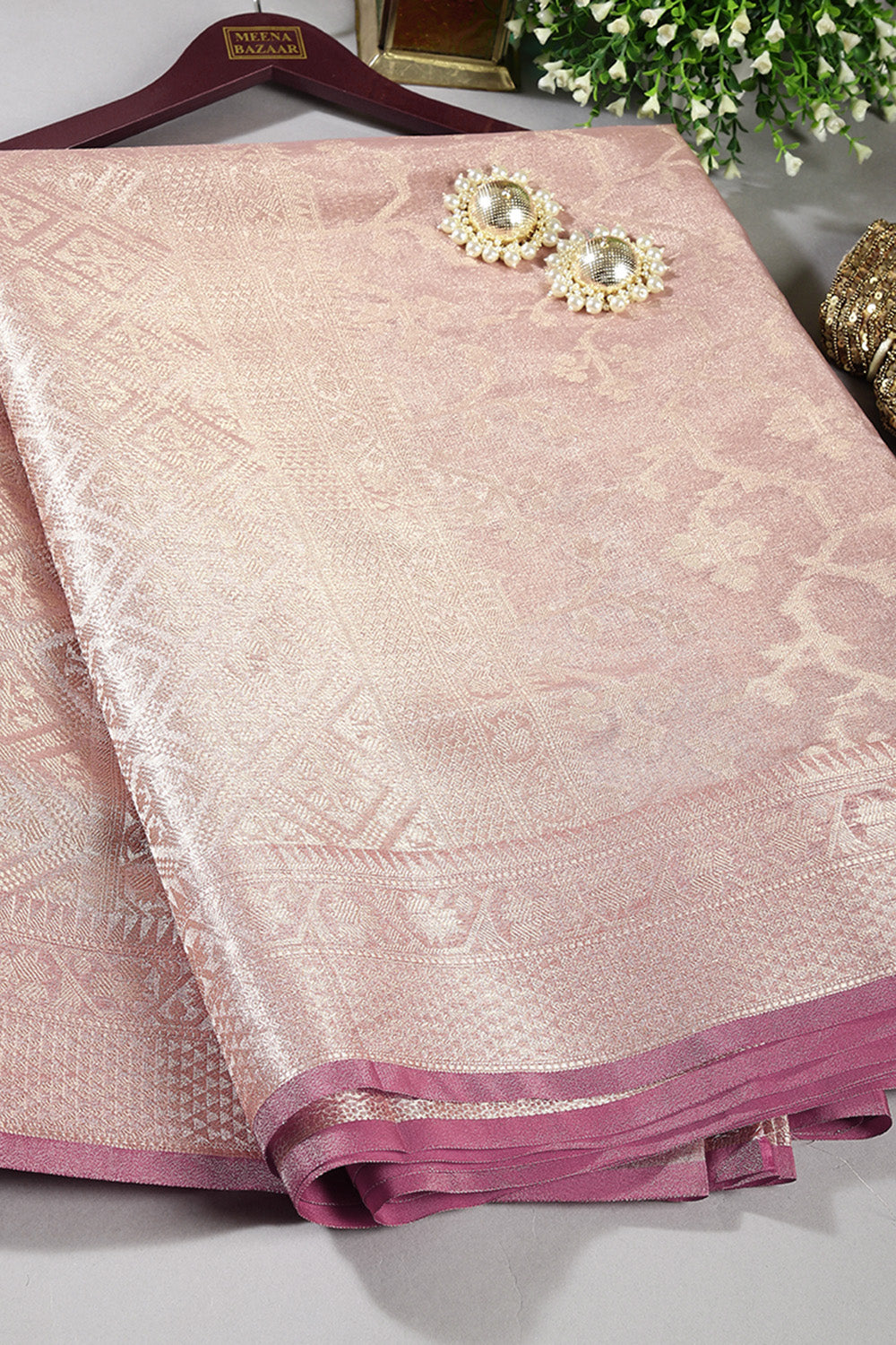 Light Mauve Color Organza Silk Saree