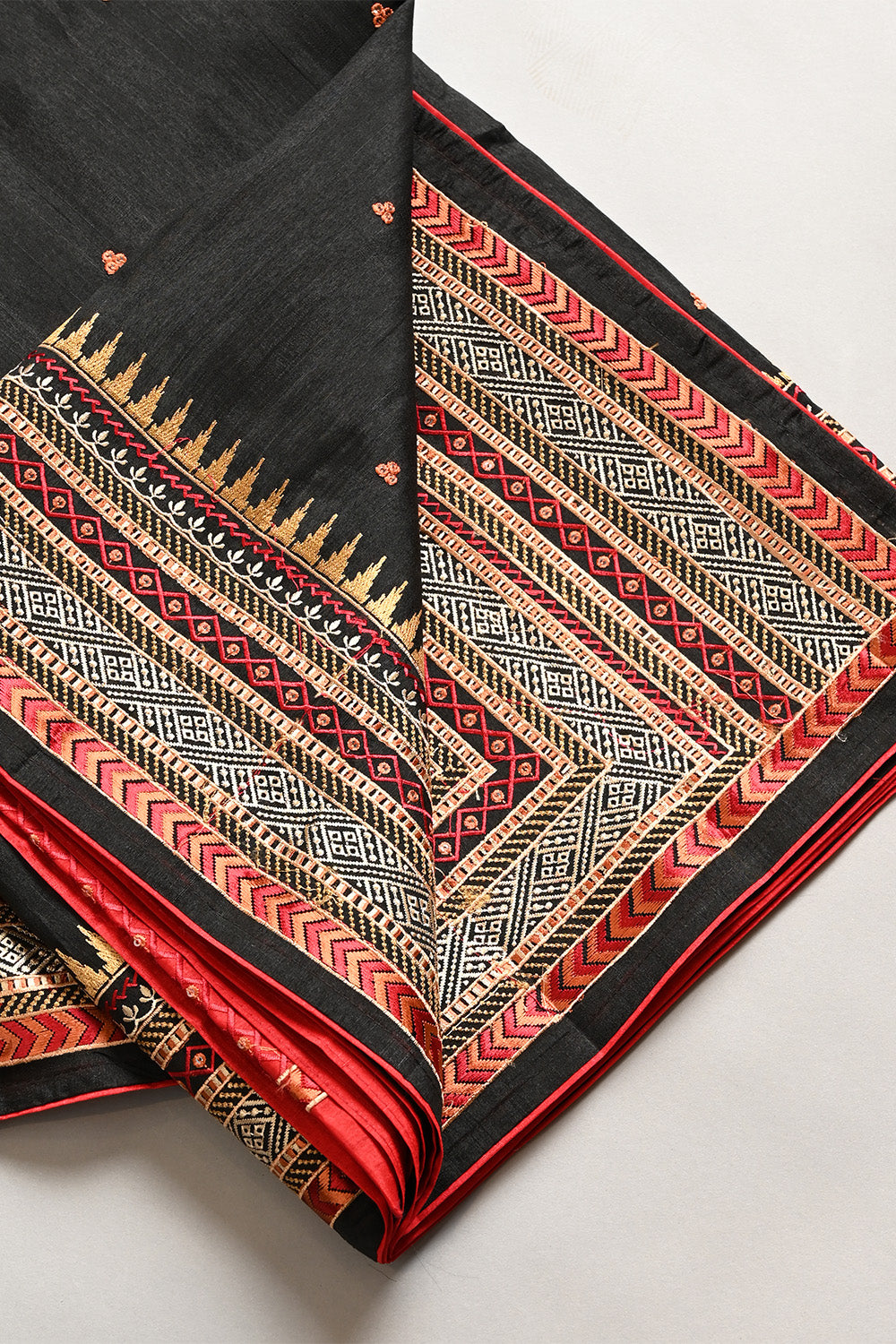 Black Color Tussar Silk Resham Embroidered Saree