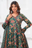 Green Color Floral Printed Cotton Anarkali Suit With Palazzo