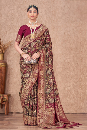 Deep Carmine Color Modal Silk Woven Saree