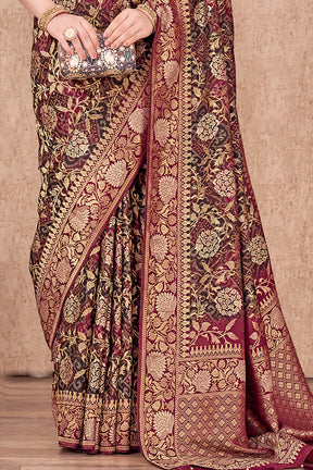 Deep Carmine Color Modal Silk Woven Saree