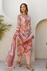 Peach Color Printed Cotton Straight Suit