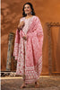 Cream & Pink Color Floral Printed Cotton Anarkali Suit