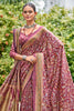 Wine Colour Floral Printed Pashmina Saree With Matching Shawl