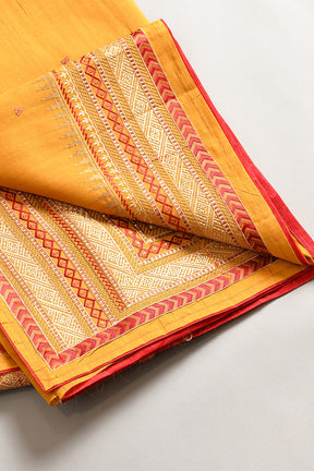 Mustard Color Tussar Silk Resham Embroidered Saree