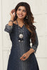 Navy Color Chanderi Soft Cotton Printed Long Kurta Set